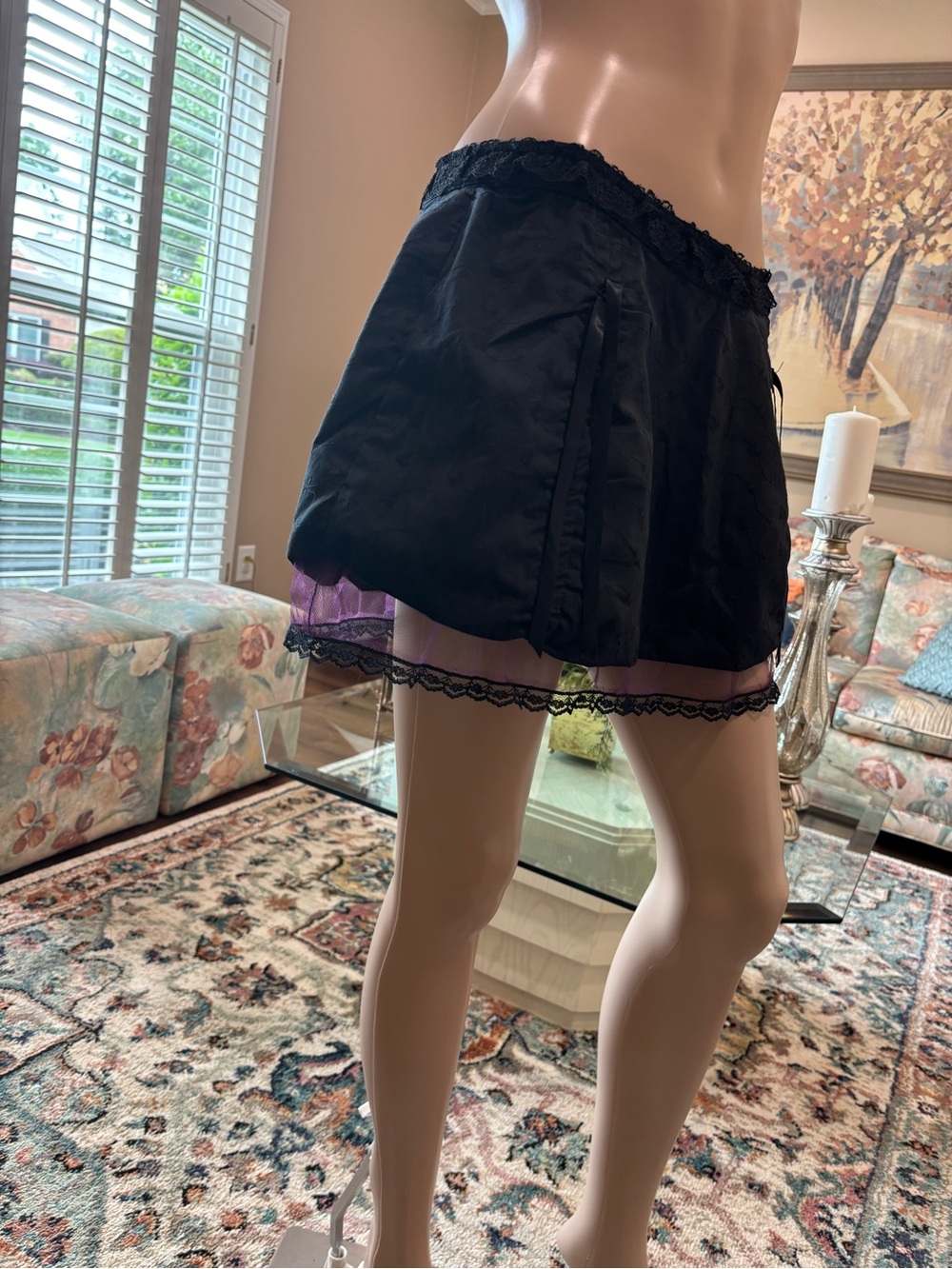 Lip Service Black Mini Skirt with Purple Tulle Accent